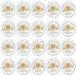 20 Petit Étiquette de miel ovale avec tournesol