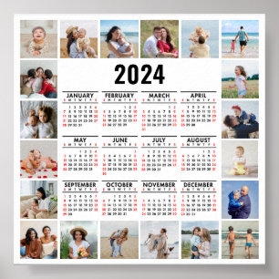 20 Photo Collage 2024 Year At A Glance Calendar Poster