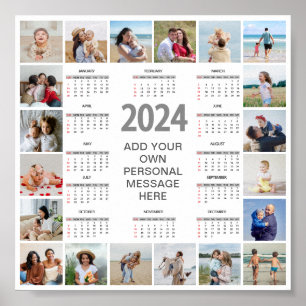 20 Photo Collage 2024 Year At A Glance Calendar Poster