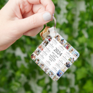 20 Photo Collage Add Your Own Text 2024 Calendar Keychain