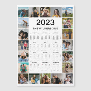 20 Photo Collage Calendar Add Name Magnetic Card