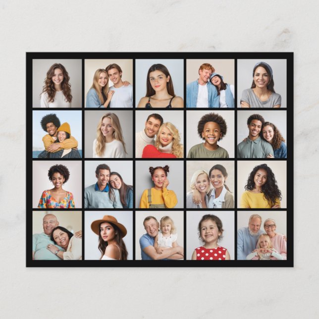 20 Photo Collage Editable Colour Card/Paper Sheet (Front)
