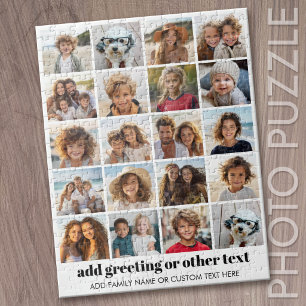 20 Photo Collage - Grid with Text - white Jigsaw Puzzle