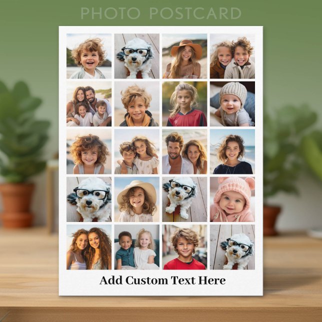 20 Photo Collage - Grid with Text - white Postcard (Custom Photo Postcard with Lots of Pictures)