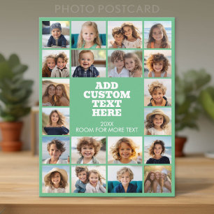20 Photo Collage - Spring Green and Text Postcard