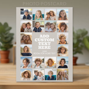20 Photo Collage - Taupe and Text Postcard