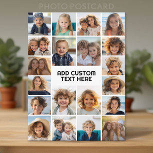 20 Photo Collage - White with Black Text Postcard