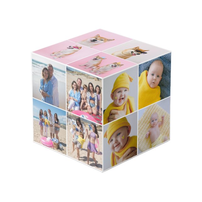 20 Photo Custom Personalized Photo Cube (Front Angled)