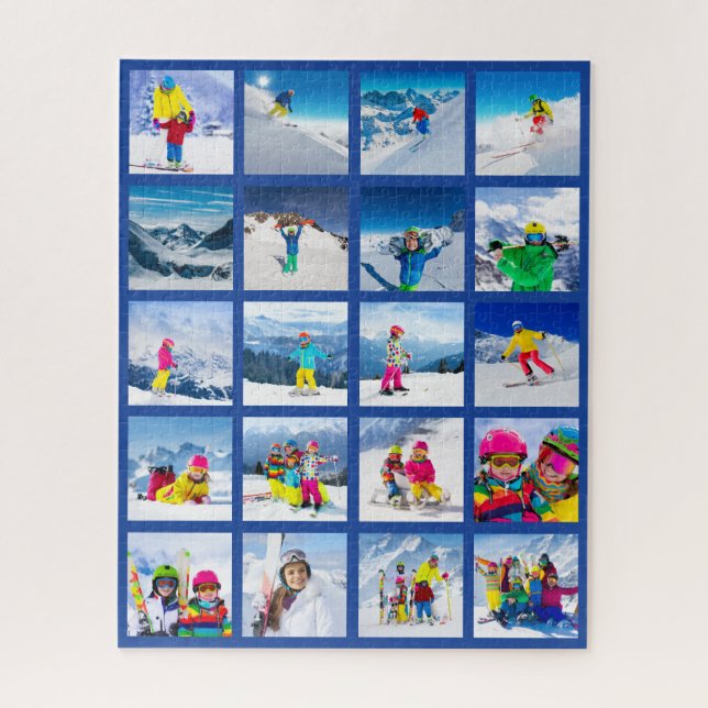 20 Photo Grid Collage Dark Blue Jigsaw Puzzle (Vertical)