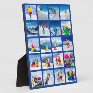 20 Photo Grid Collage Dark Blue Plaque