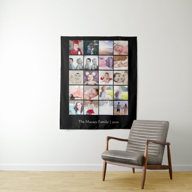 20 Photo Template Collage Personalized Tapestry (In Situ)