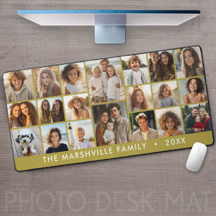 20 Photo Template Collage with Custom Text Desk Mat