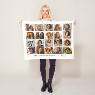 20 Photo Template Collage with Custom Text Fleece Blanket