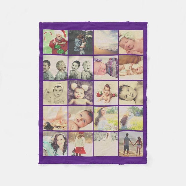 20 photos collage personalized fleece blanket (Front)