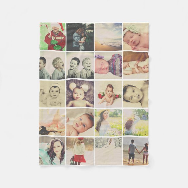 20 photos collage personalized fleece blanket (Front)
