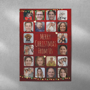 20 Photos to Personalize Merry Christmas Family Foil Holiday Card