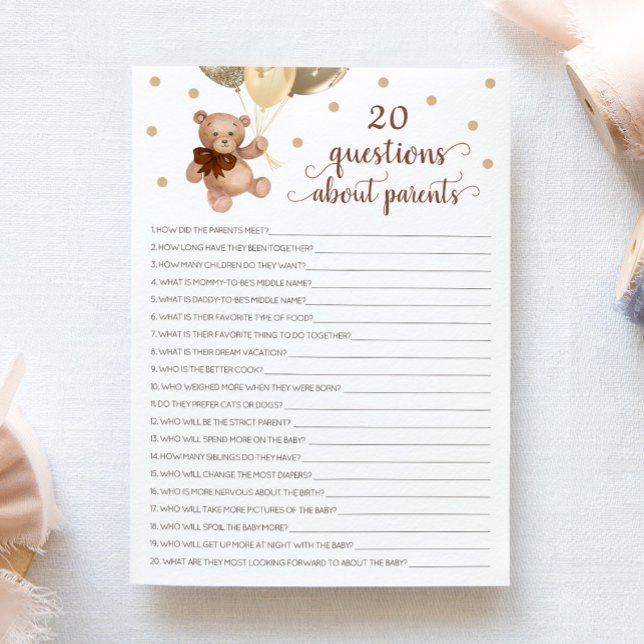 20 Questions About Parents Teddy Bear Card  (Creator Uploaded)