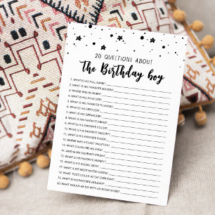 20 Questions about the Birthday Boy Birthday Card