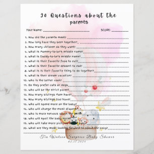 20 Questions about the Parents Baby Shower Game