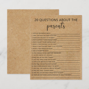 20 Questions about the Parents baby shower game
