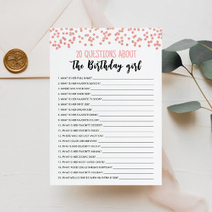 20 Questions sur la carte d'anniversaire de la fil
