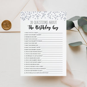 20 Questions sur la carte d'anniversaire du garçon