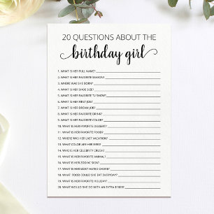 20 Questions sur la carte d'anniversaire pour fill