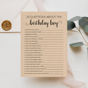 20 Questions sur la carte d'anniversaire pour garç