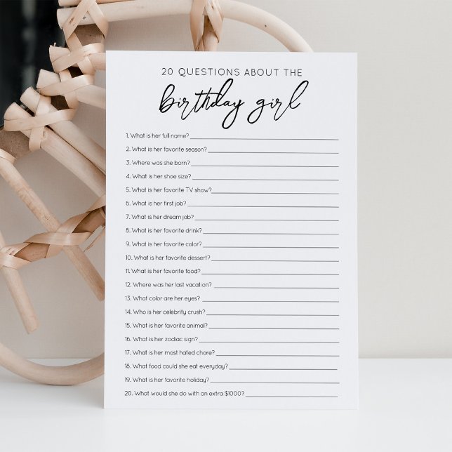 20 Questions sur la carte de jeu pour fille d'anni (Créateur téléchargé)