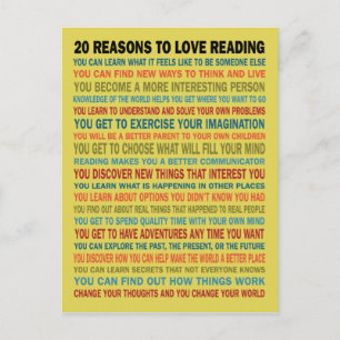 20 Reasons to Love Reading Books Postcard