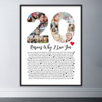 20 Reasons Why I Love You 20th Birthday Collage