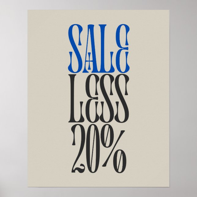 20% Sale Sign, Retail Store / Boutique Sale Poster (Front)