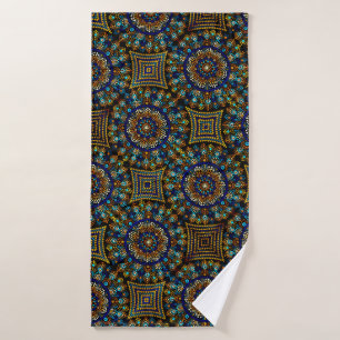 20 Serviette de bain Mandala bleu et or