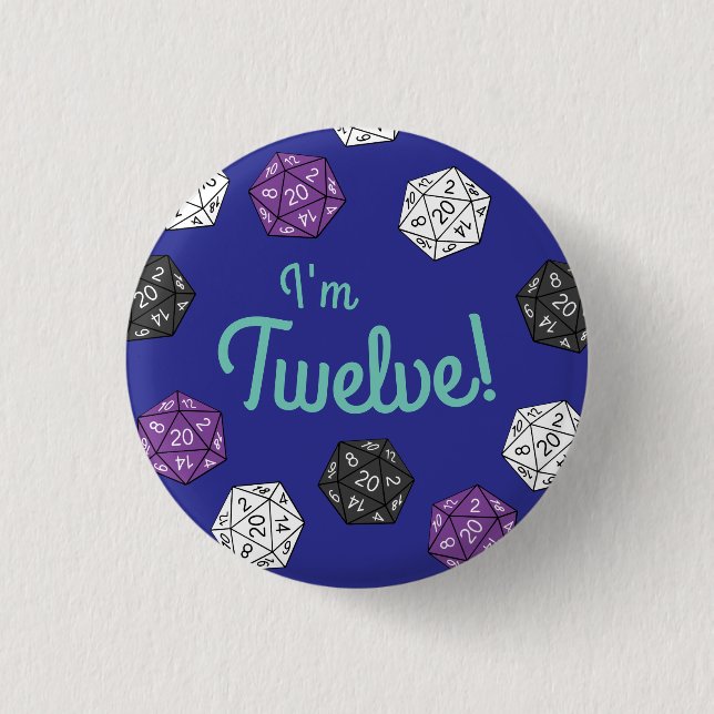 20 Sided Dice DND Games Kids Birthday Party 1 Inch Round Button (Front)