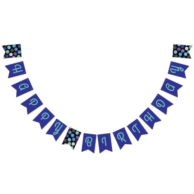 20 Sided Dice DND Games Kids Birthday Party Bunting Flags (All)