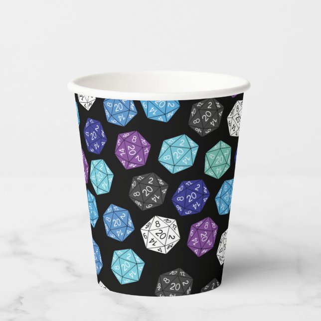 20 Sided Dice DND Games Kids Birthday Party Paper Cups (Front)