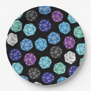 20 Sided Dice DND Games Kids Birthday Party Paper Plate