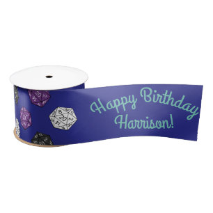 20 Sided Dice DND Games Kids Birthday Party Satin Ribbon