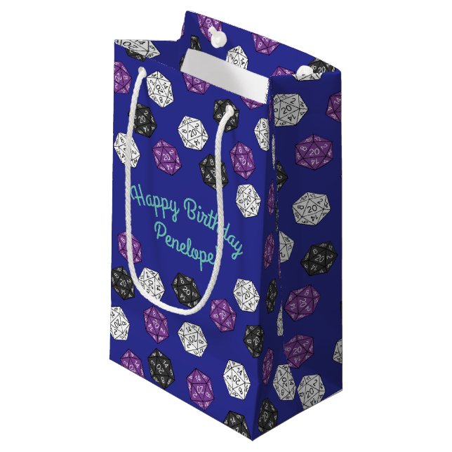 20 Sided Dice DND Games Kids Birthday Party Small Gift Bag (Front Angled)
