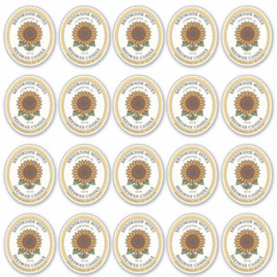 20 Small Jar Oval Sunflower Candle Label