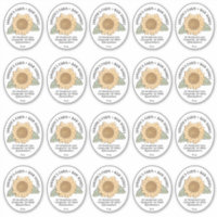 20 Small Oval Honey Label with Sunflower 