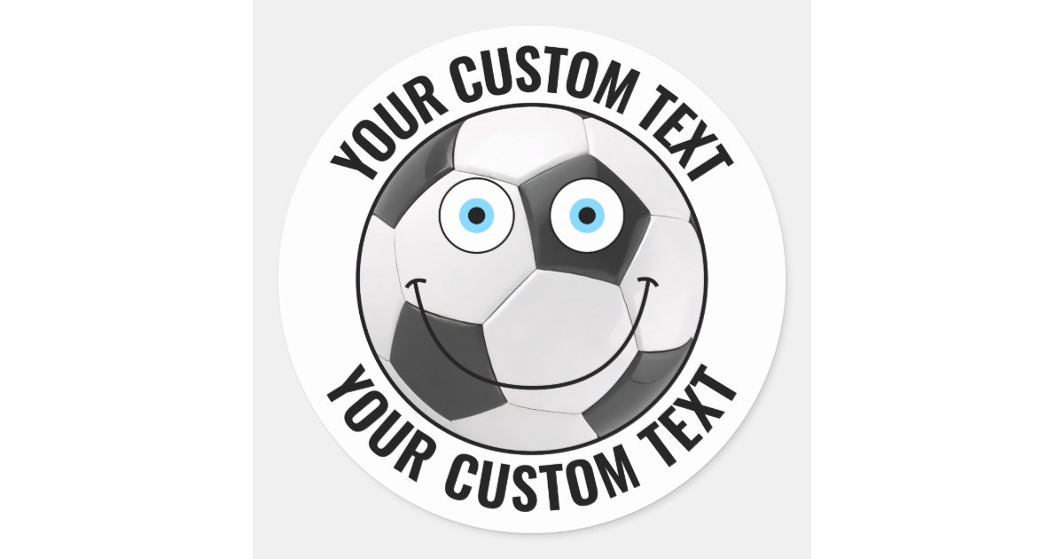 20 Soccer Ball Personalized Text Custom Happy Face Classic Round ...