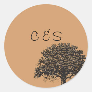 20 Spring Tree Brown/Black Wedding Favour Stickers