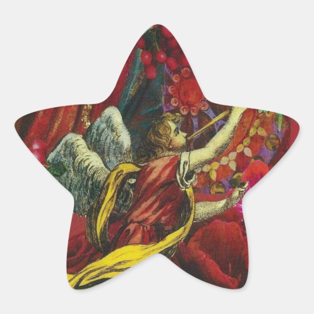 20 Stickers en forme d'étoile avec Ange de Noël (Devant)