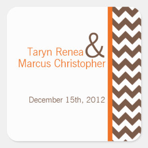 20 Stickers Favor Brown Orange Nom Chevron