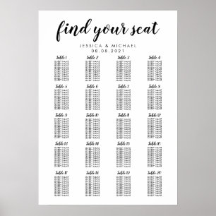 20 Table Large Wedding Guest Seating Chart