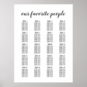 20 Table Large Wedding Guest Seating Chart