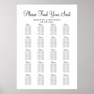 20 Table Large Wedding Guest Seating Chart