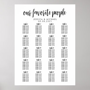 20 Table Large Wedding Guest Seating Chart