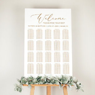 20 Table Minimalist Gold Wedding Seating Chart 